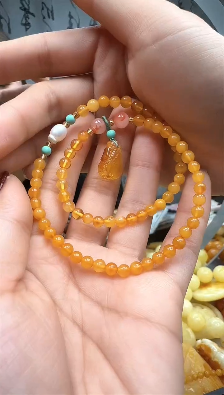 【闪购商品】琥珀裸石未镶嵌双圈