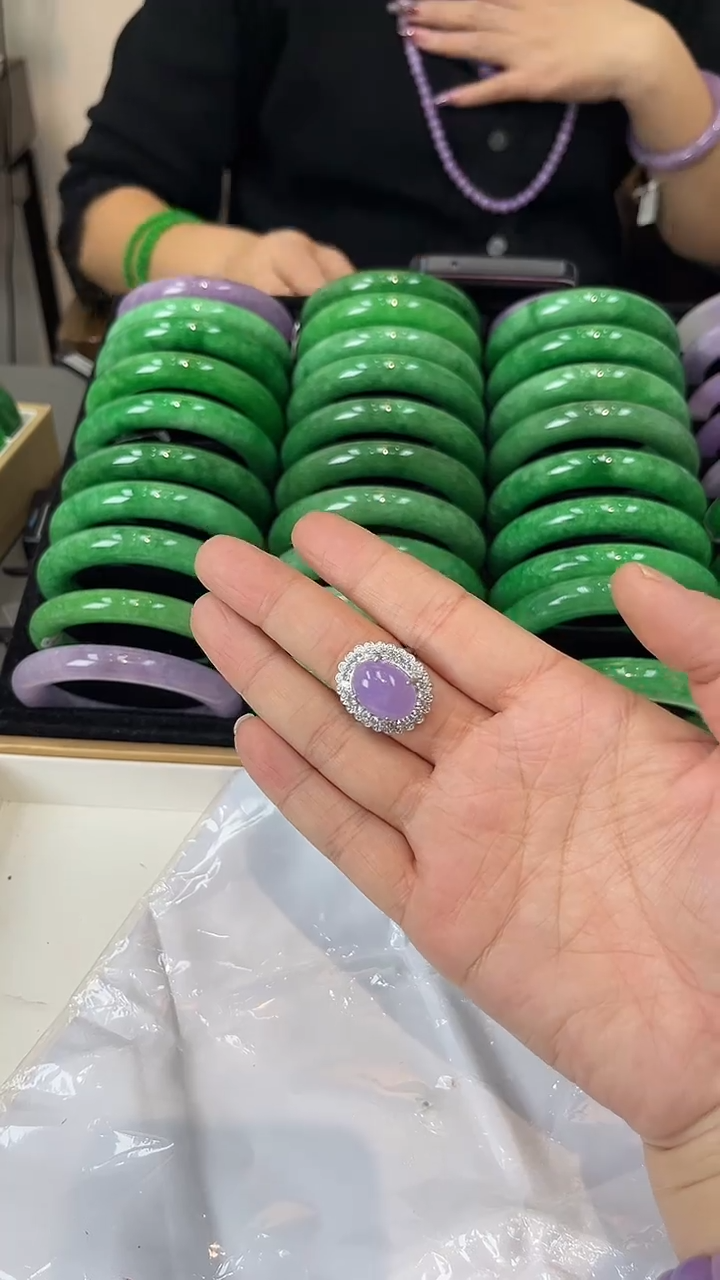 【闪购商品】砖雕闪46 冰紫蛋面戒指