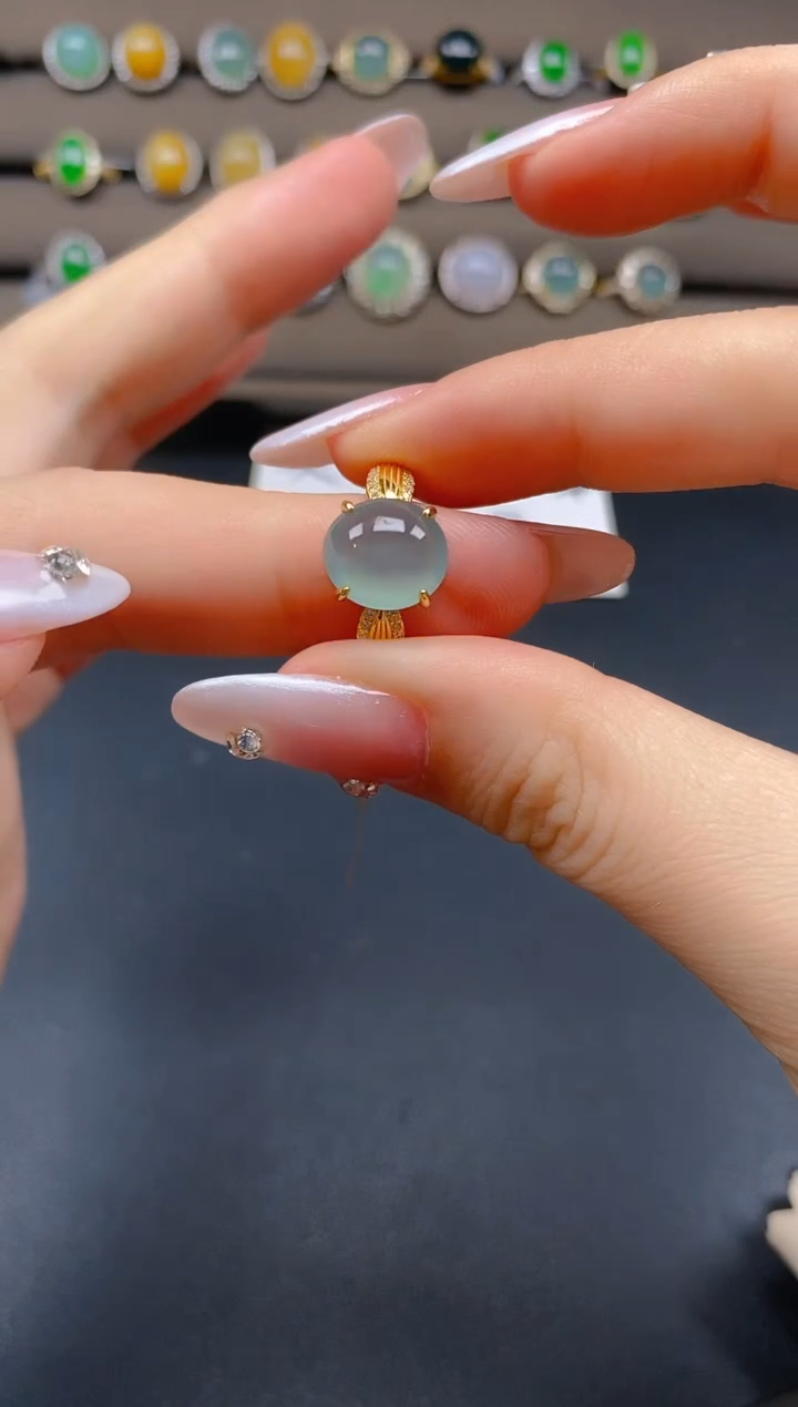 翡翠戒指银S925镶嵌92