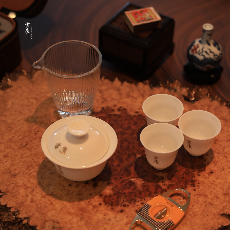 【器不朽】旅行茶具 瓷器杯子 盖碗➕公道杯➕3个客杯子x1