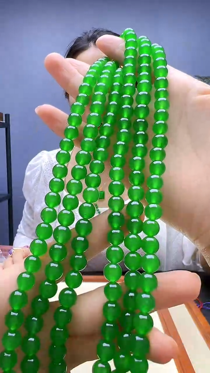 静柏diy严选颈饰冰阳绿8mm项链