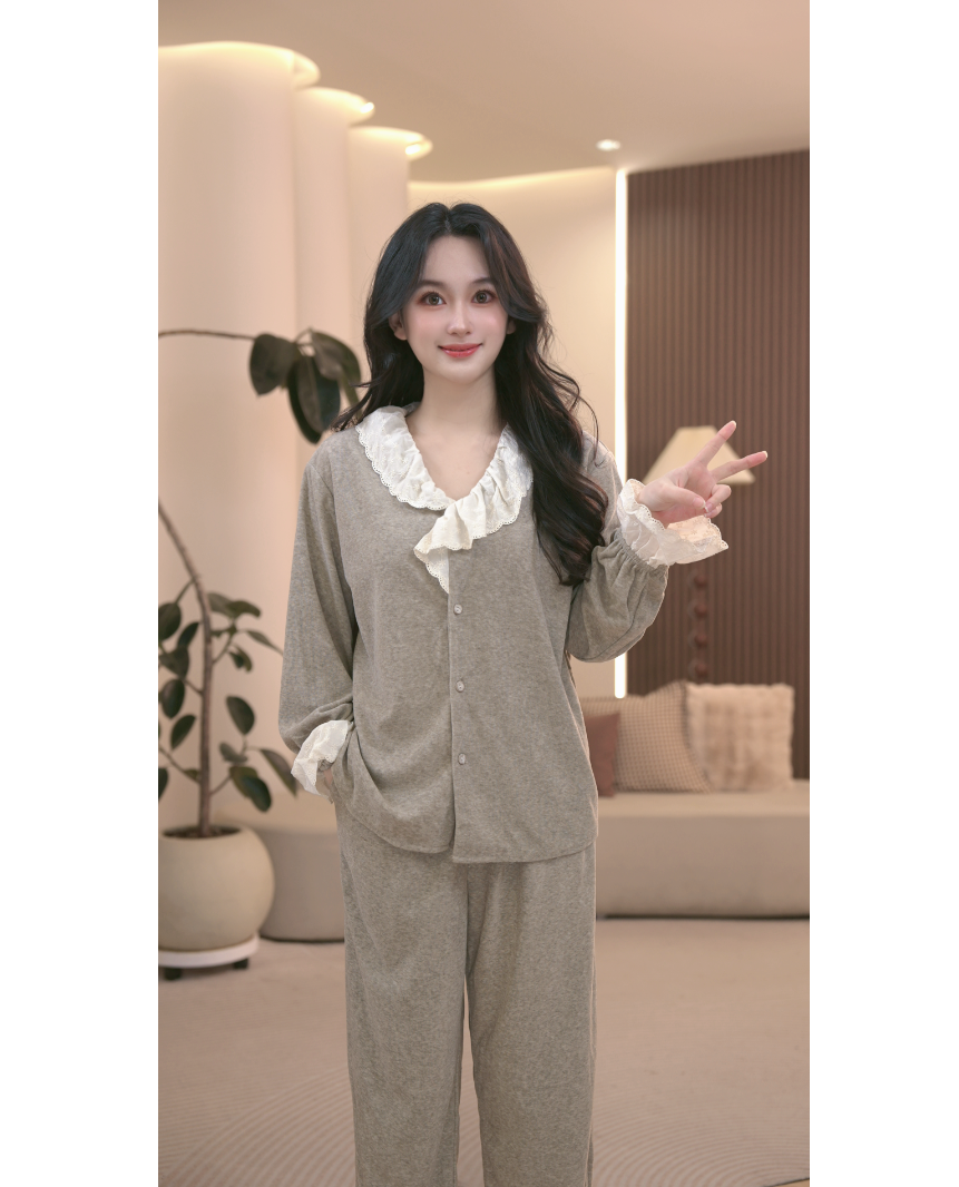 DM定制【暮色温柔】设计款高密棉绒家居服套装