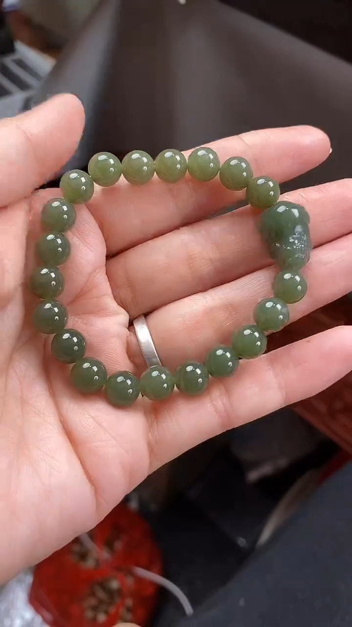 未镶嵌手串和田玉和田玉青海料手镯貔貅手串