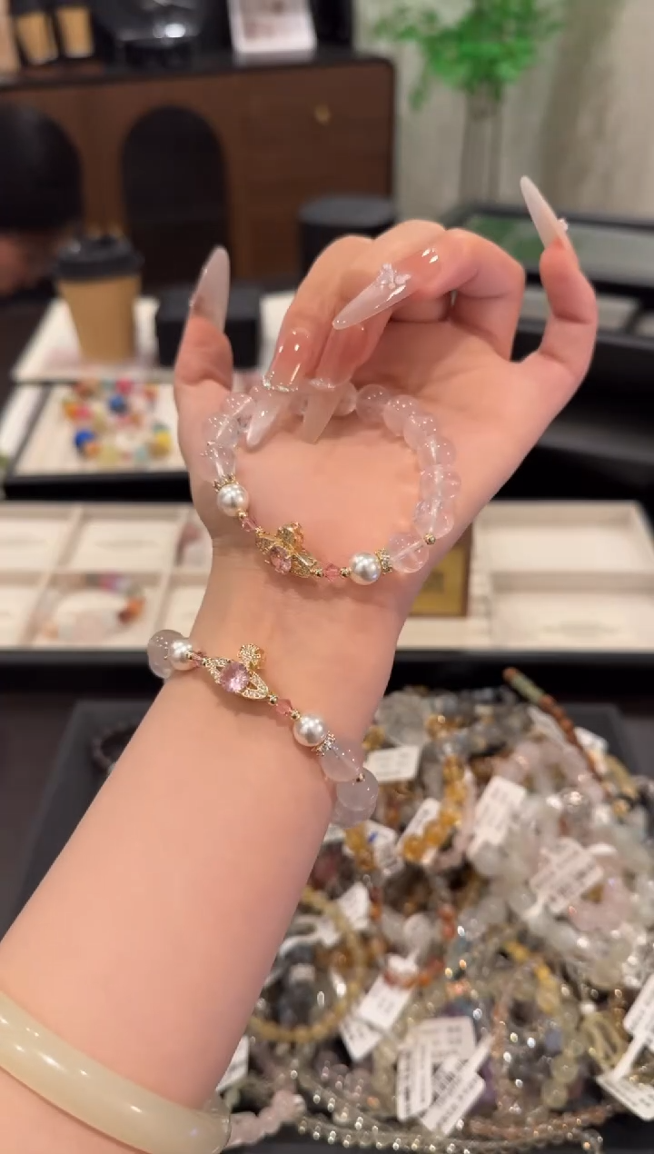 水晶手链合金粉水晶土星x1948