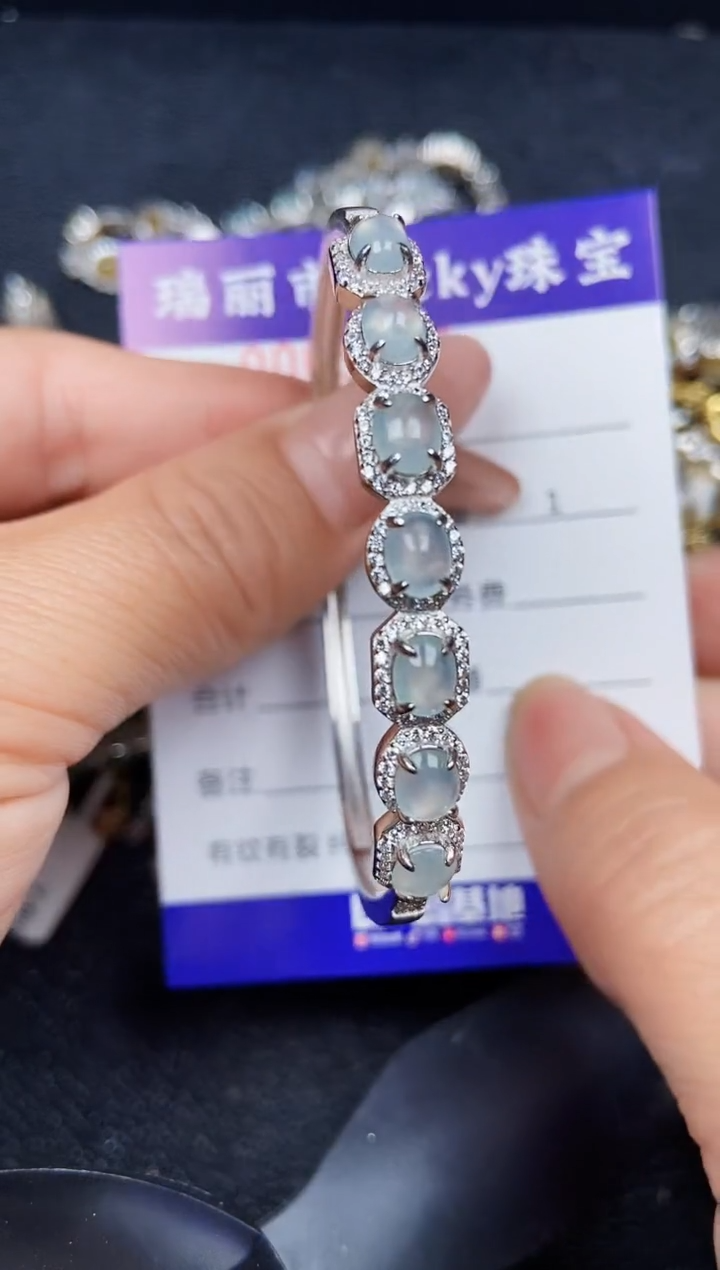 翡翠银S925镶嵌颈饰5958
