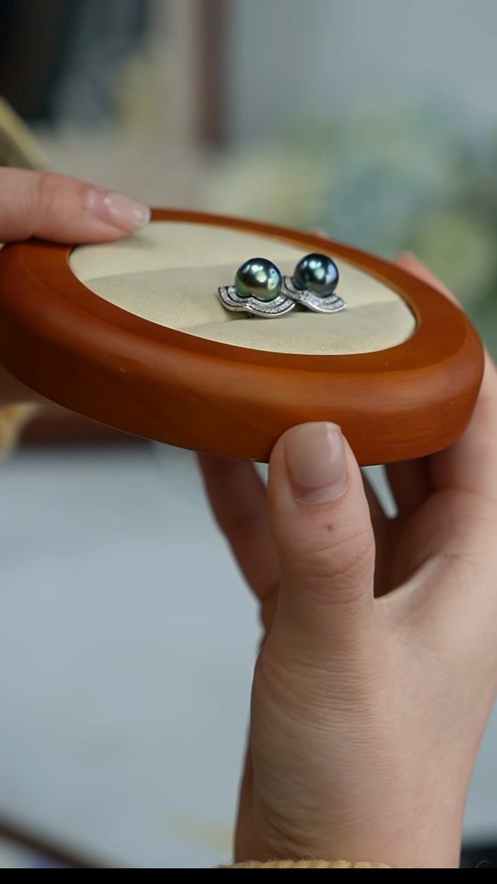 【闪购商品】海水珍珠耳饰银S925镶嵌大溪地耳饰 9-10mm