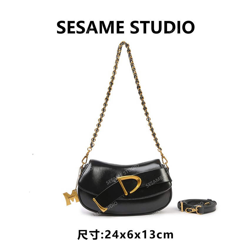 【芝麻集】SKL-7795-1-黑色休闲时尚百搭腋下女包