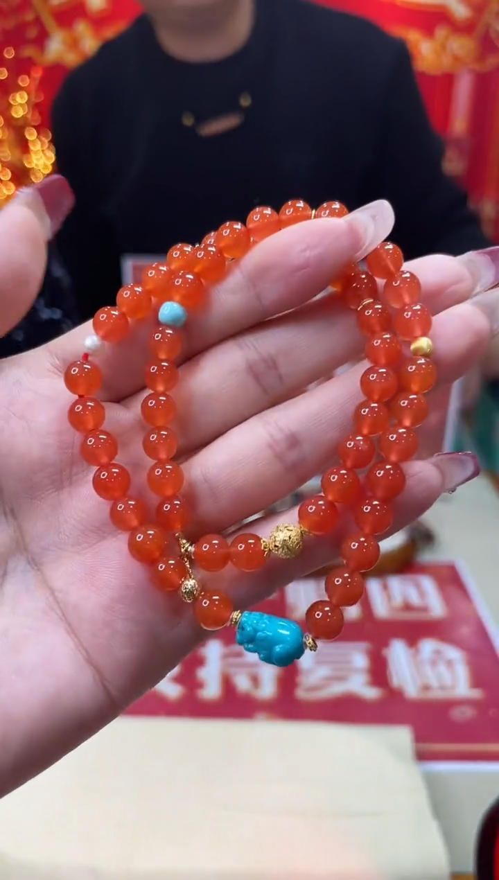【闪购商品】南红玛瑙手链18K金镶嵌@@ZY40902034