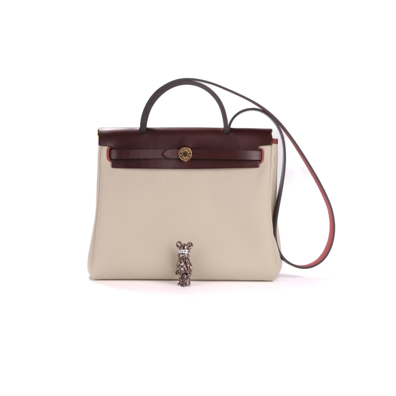 95新 Hermes/爱马仕 herbag31金扣帆布拼皮 98新