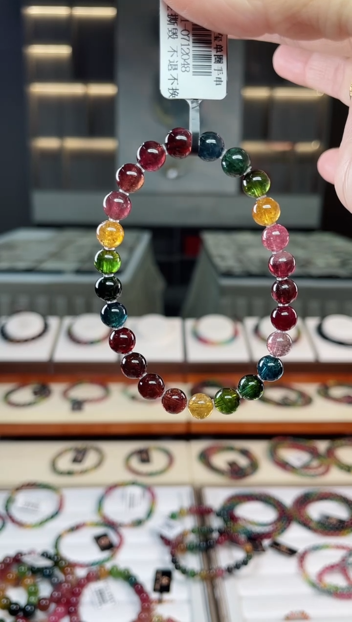 未镶嵌老矿碧玺单圈手串7mm+碧玺多样性发一条T