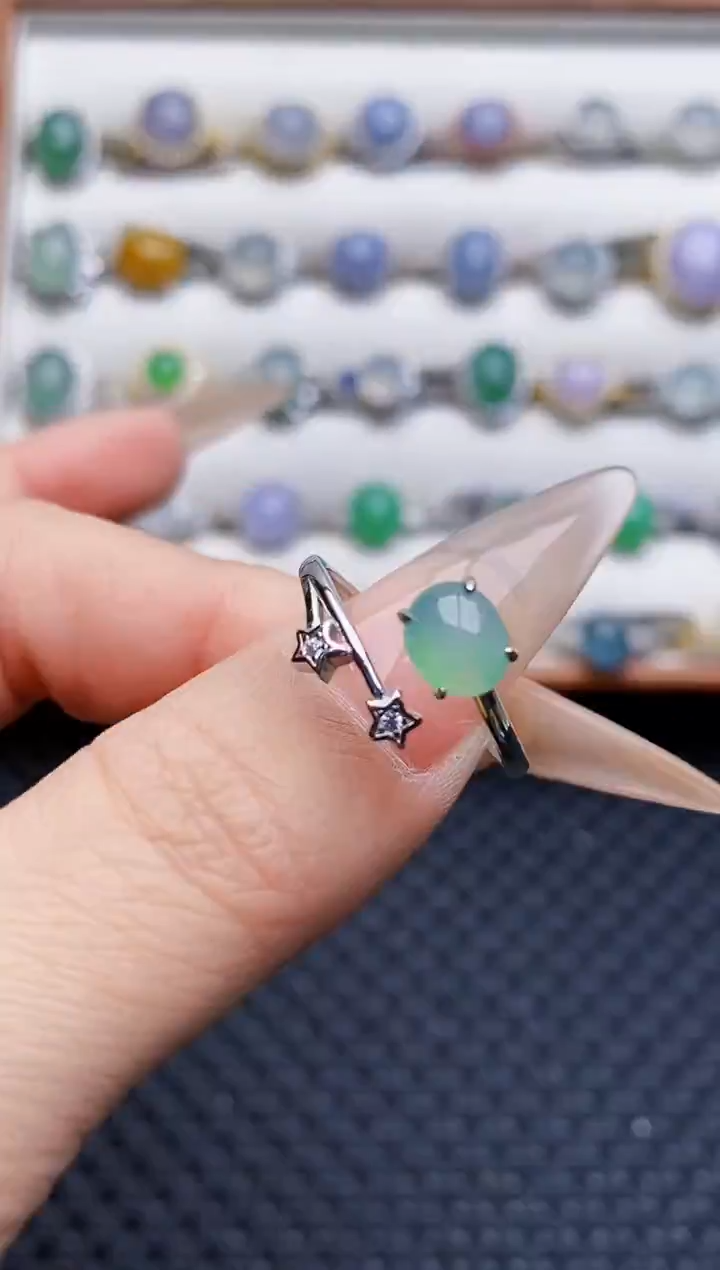 银S925镶嵌戒指翡翠3601