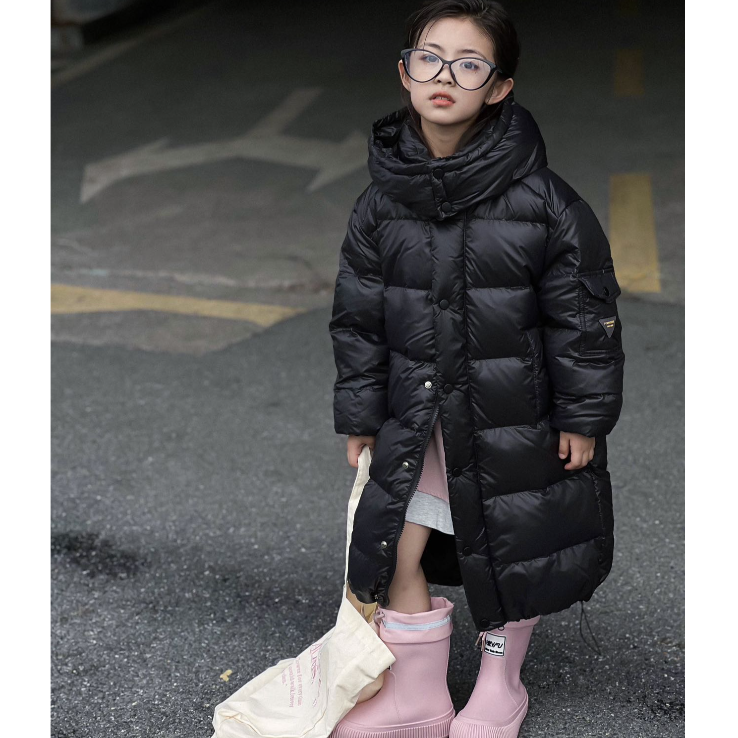 三角标长款2024新款儿童羽绒服加厚冬装外套极寒保暖