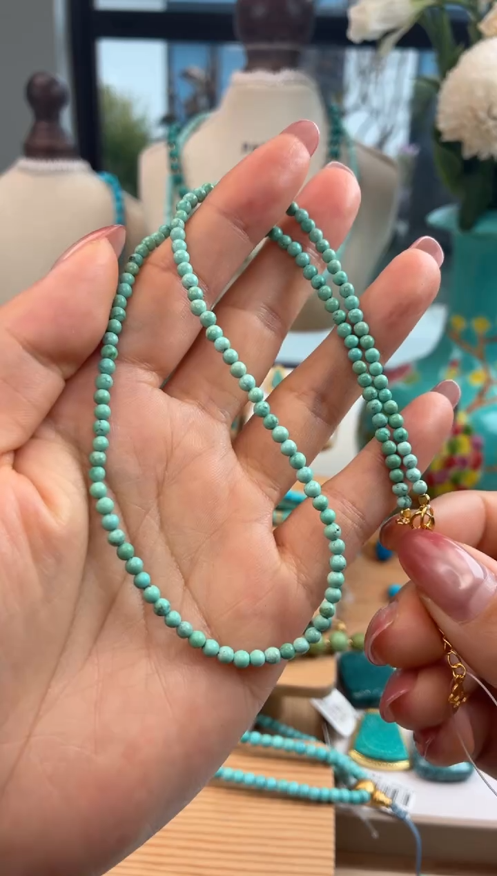 银S925镀金镶嵌绿松石项链1