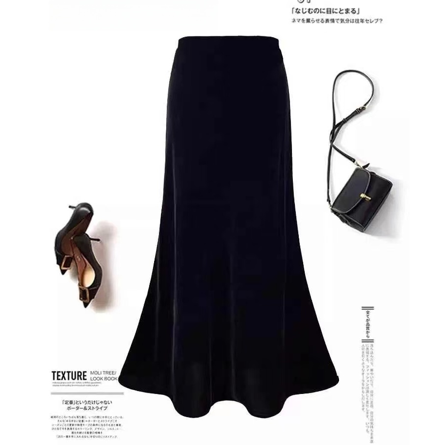 金丝绒秋装新款半身鱼尾裙显瘦628