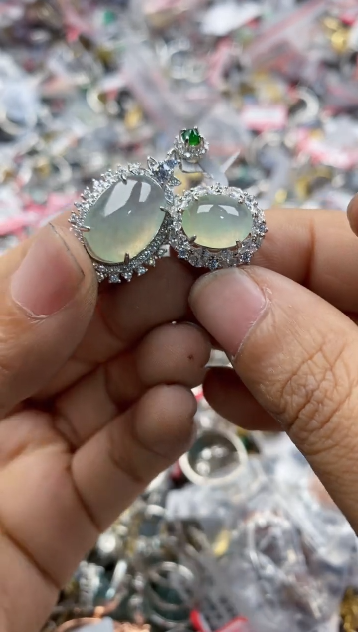 银S925镶嵌戒指翡翠1 3                   5