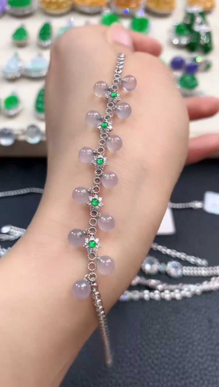 【闪购商品】翡翠手链18K金镶嵌m49不退换