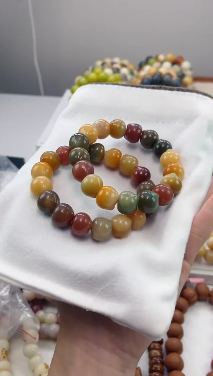 手串菩提根/象牙果g79紫美人玉化猫猫头14mm手串随机