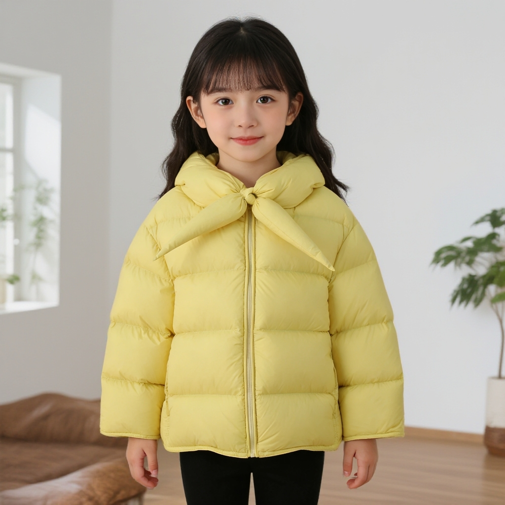 2025新款短款轻型加厚显白90白鸭绒无胆防绒面包泡芙亲子羽绒服