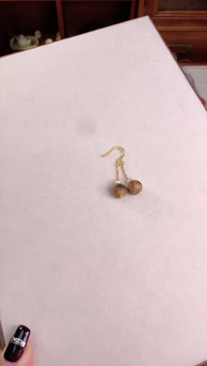 【闪购商品】沉香手串棋楠沉香耳钩一对