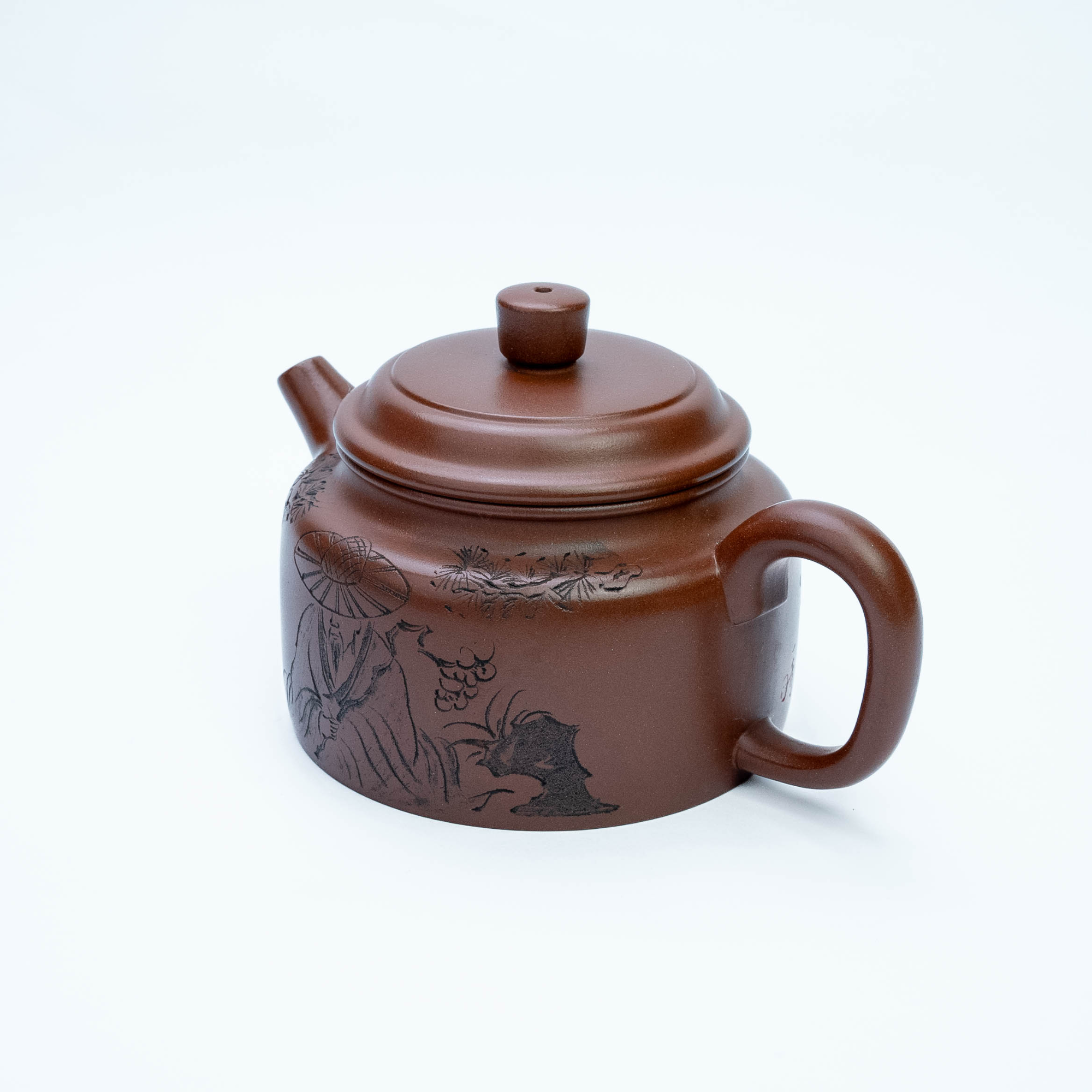 DLG-2062宜兴原矿手工紫砂壶紫泥刻绘德钟250CC