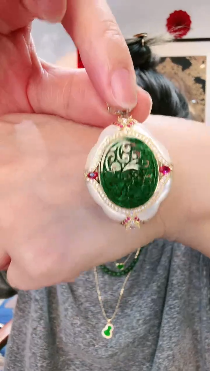 【闪购商品】翡翠吊坠(不含链)银S925镶嵌吊坠