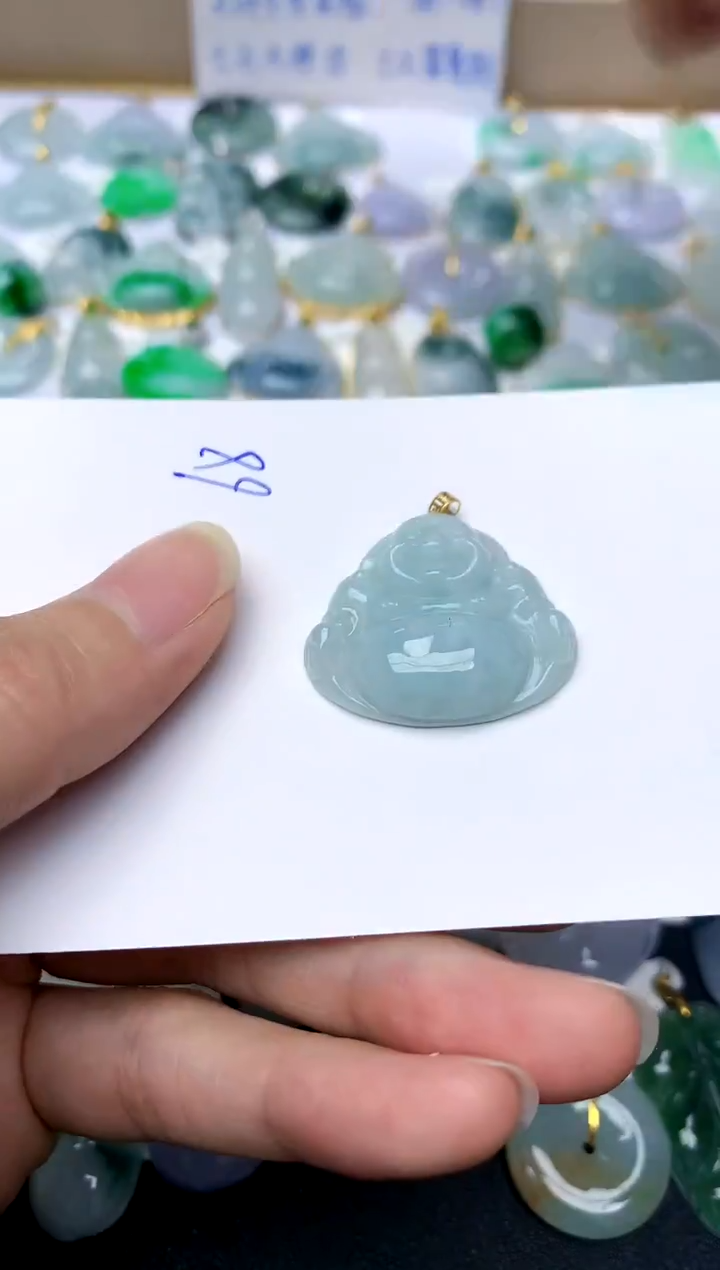 【闪购商品】翡翠颈饰18K金镶嵌68天然A货翡翠