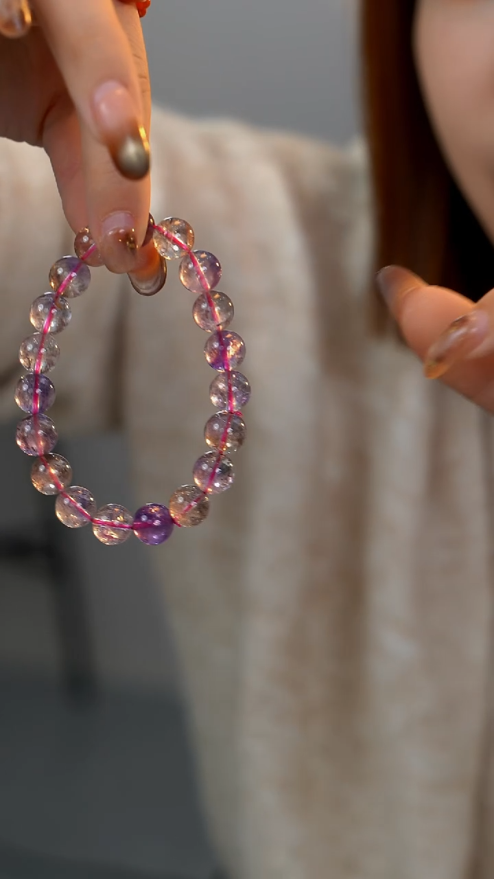 未镶嵌手链水晶金草莓超七素串9-10mm