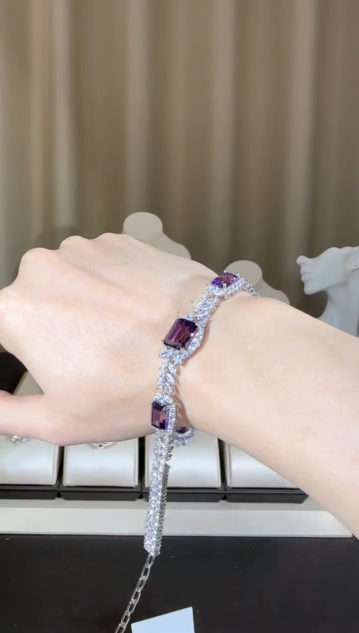 【闪购商品】紫晶手链银S925镶嵌设计款