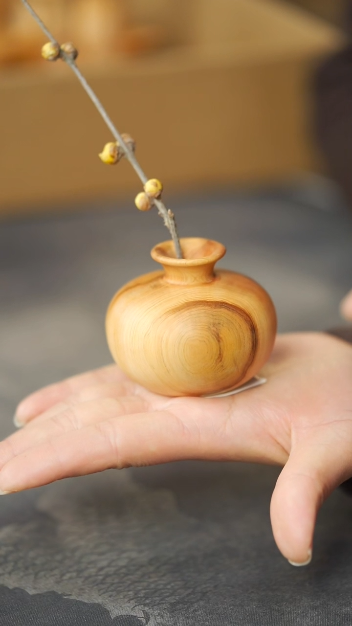 柏木（崖柏）淳化黑油闻香花器-751