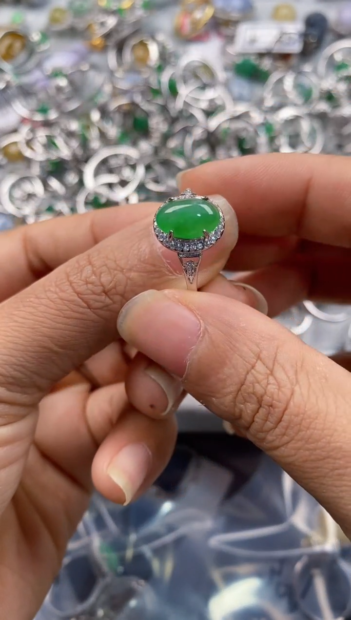 银S925镶嵌戒指翡翠111---6