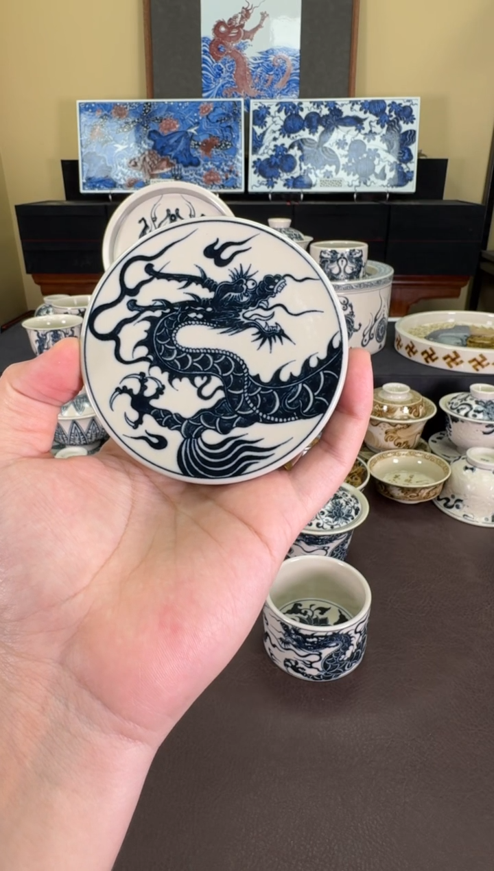 【闪购商品】二号釉1351龙纹盖置二号釉