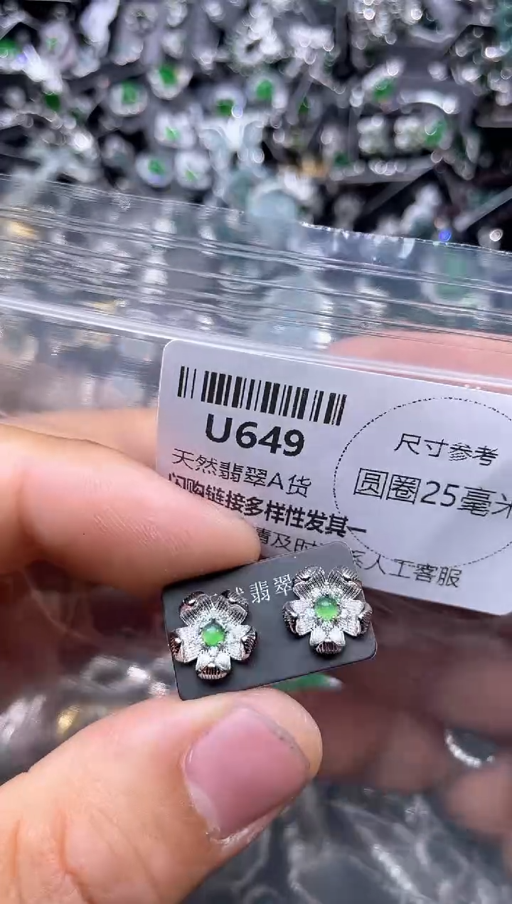 【闪购商品】翡翠颈饰未镶嵌U649耳钉