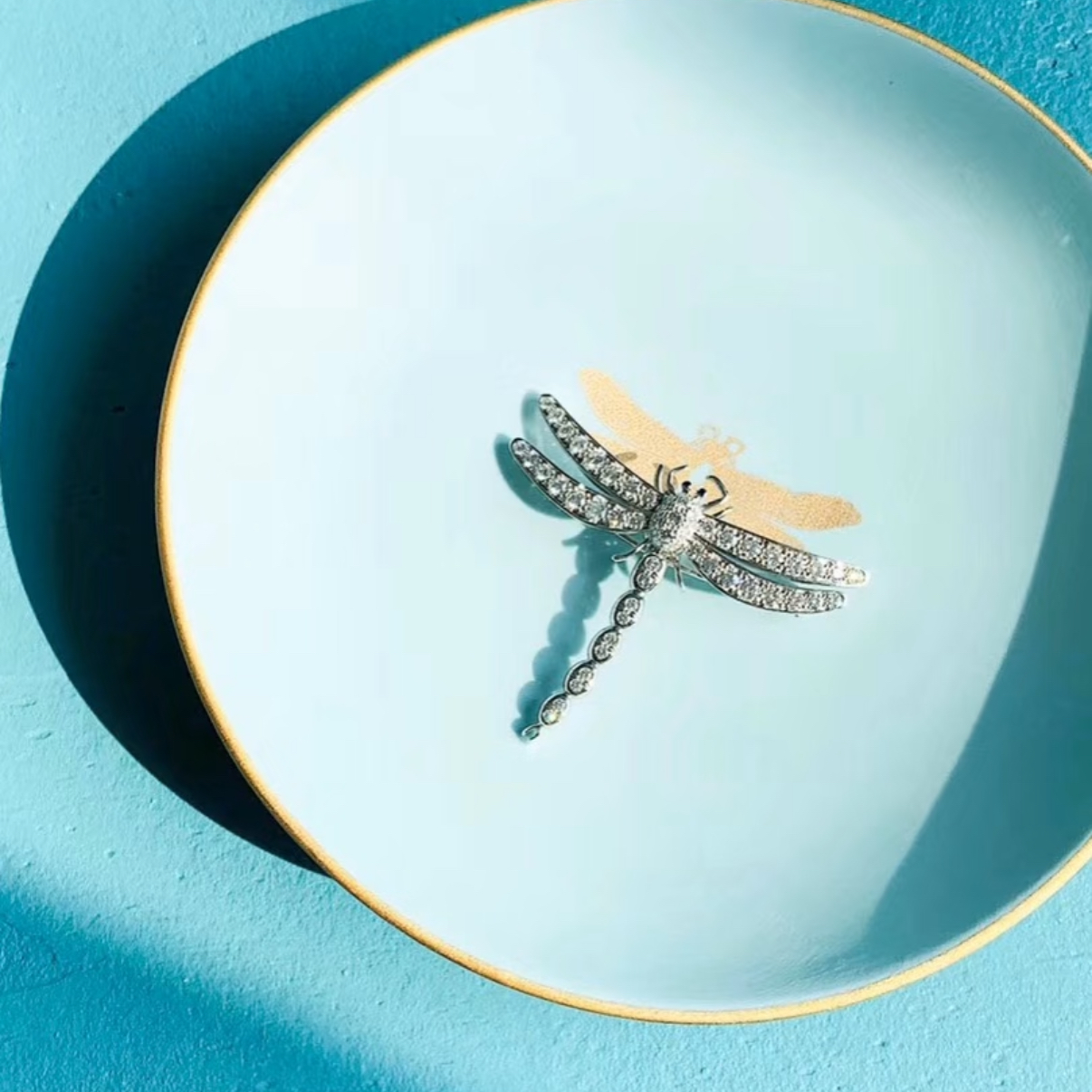 99新 Tiffany & Co./蒂芙尼 【念念】 大号满钻蜻蜓胸针项链二合一