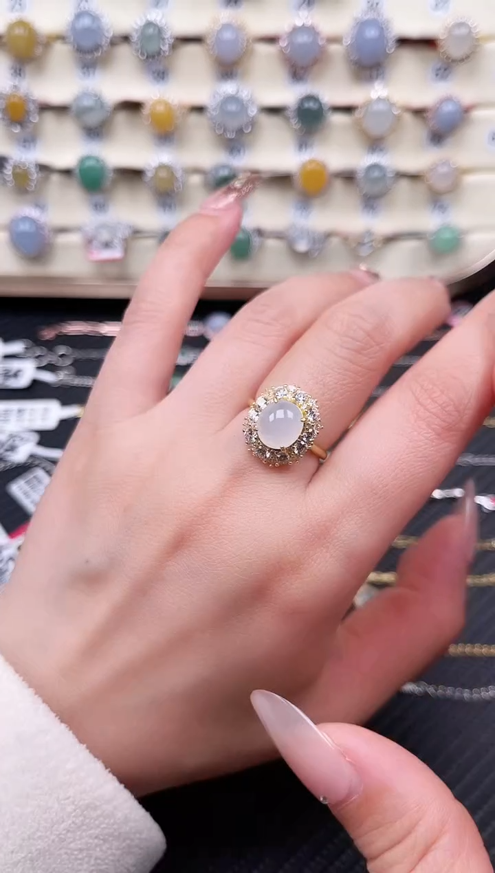 【闪购商品】翡翠戒指银S925镶嵌戒指