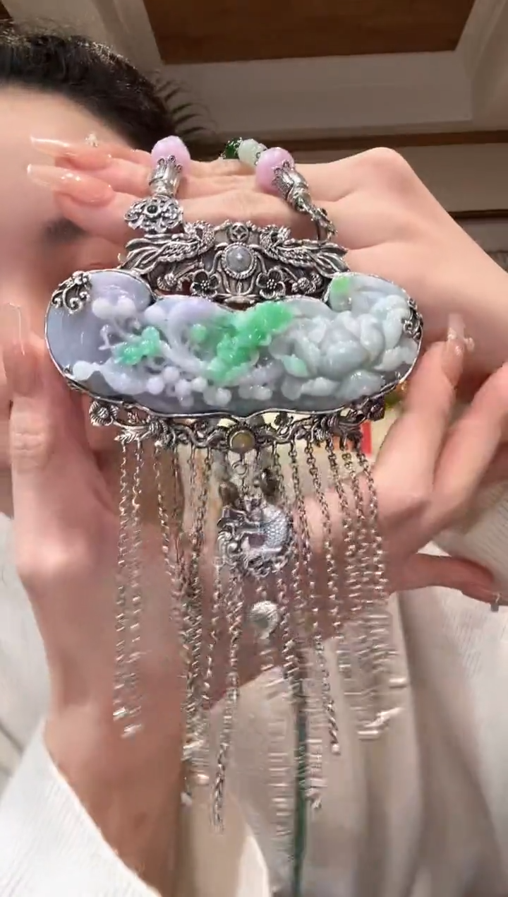 【闪购商品】翡翠颈饰银S925镶嵌国风