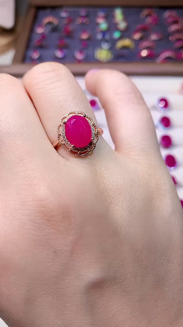 【闪购商品】红宝石戒指银S925镶嵌00000