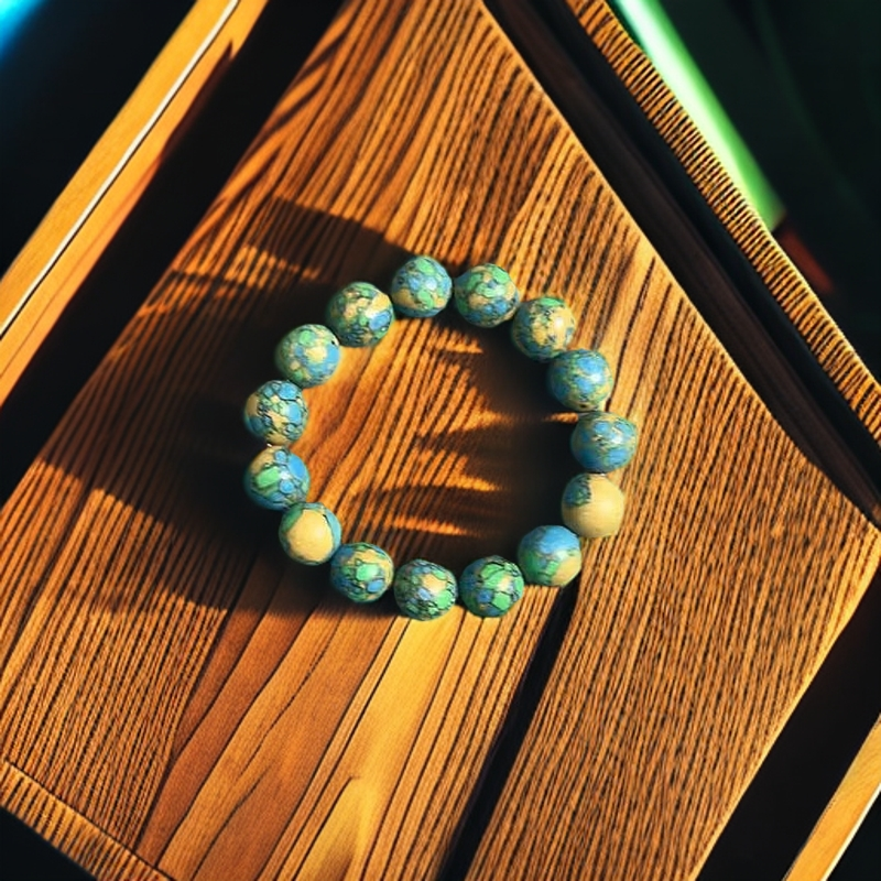 绿满花糖三彩手串