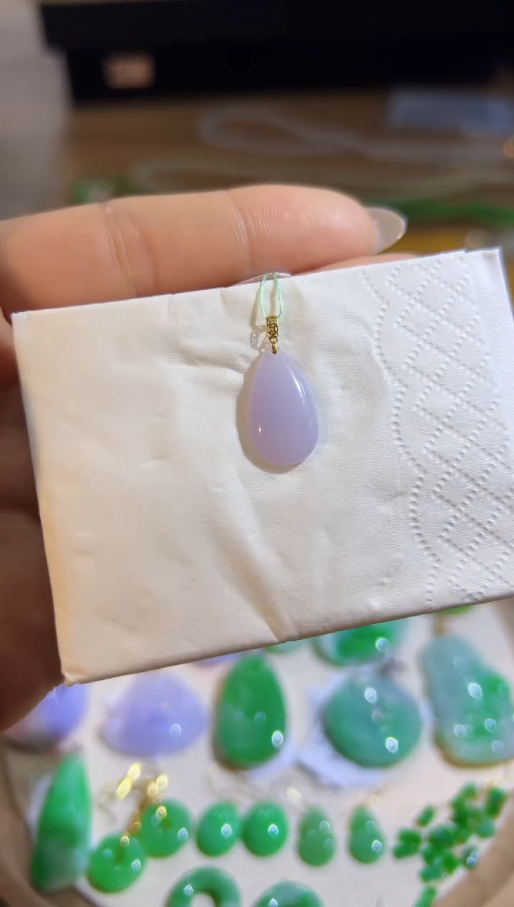 【闪购商品】翡翠颈饰18K金镶嵌Q缅料A货翡翠/支持复检/一件