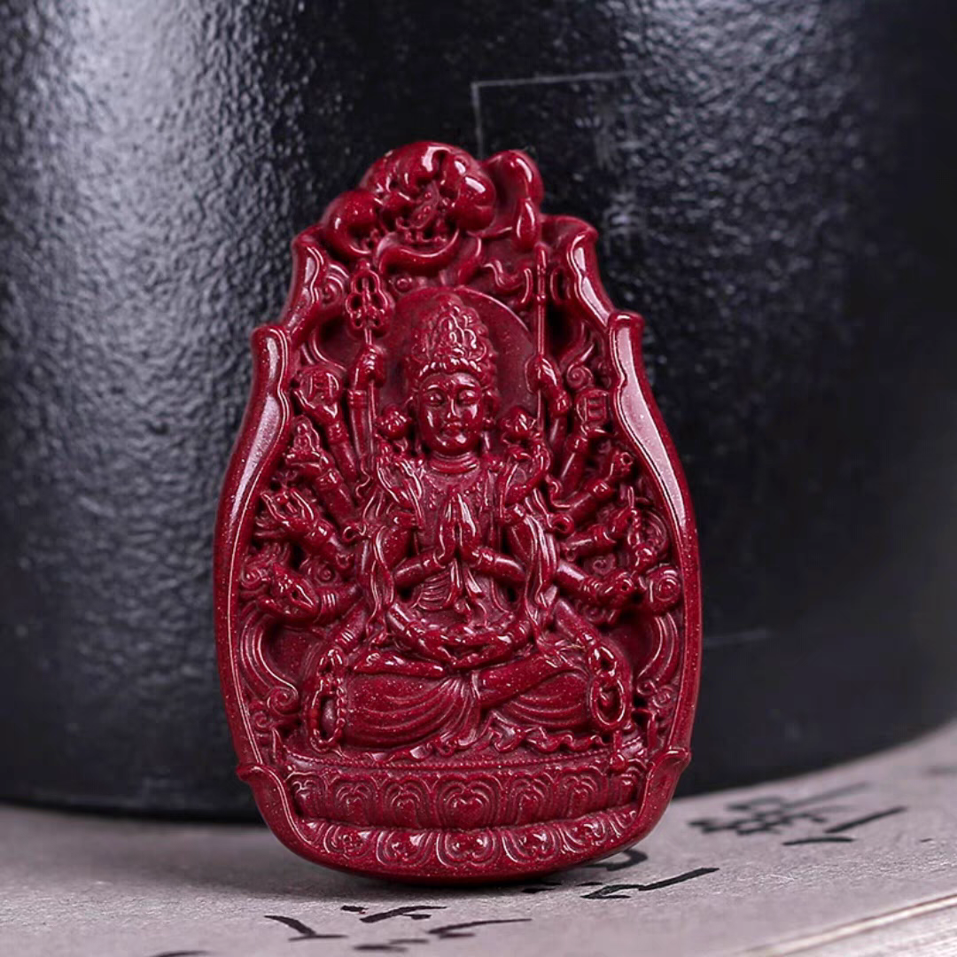 含辰砂工艺品保真朱砂紫金砂本命佛吊坠男款十二生肖（水滴款）吊坠