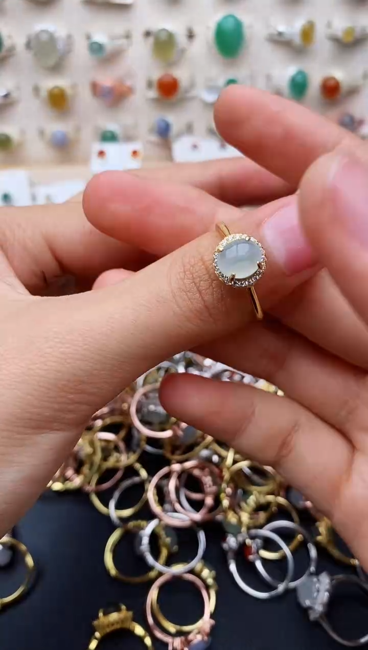 【闪购商品】翡翠戒指银S925镶嵌缅甸翡翠