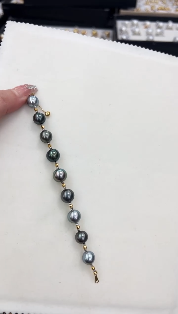 【闪购商品】海水珍珠手链18K金镶嵌大溪地莫兰迪色系手链zzxm