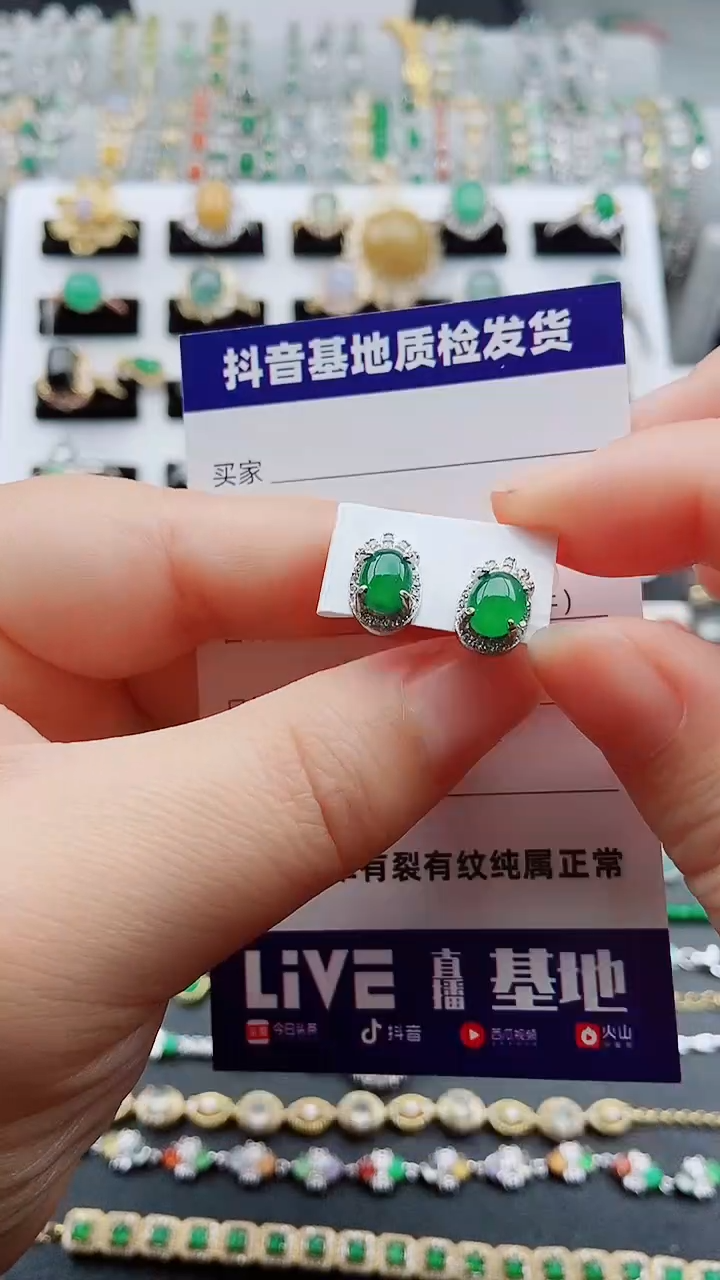 【闪购商品】翡翠耳饰银S925镶嵌1111