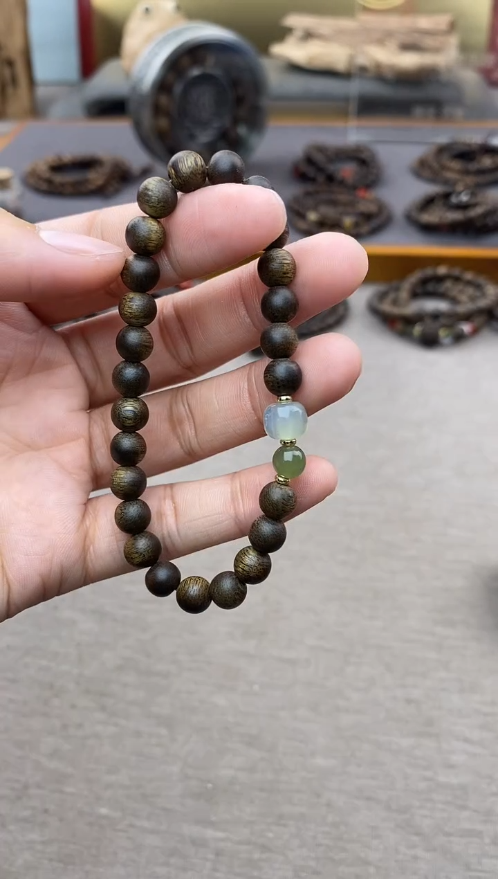 【闪购商品】沉香手串芽庄白棋老料沉水06单圈设计