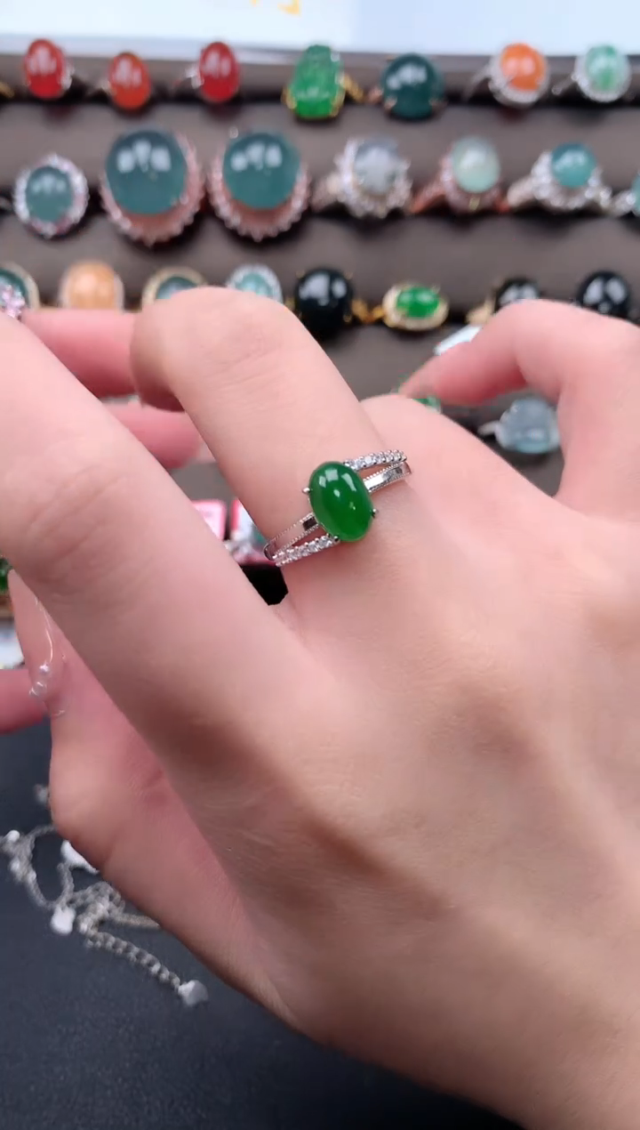 【闪购商品】翡翠戒指银S925镶嵌521412