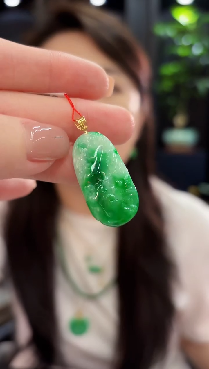 吊坠(不含链)18K金镶嵌翡翠 缅甸A货/支持复检/一件