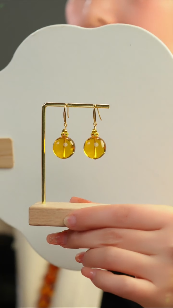 【闪购商品】蓝珀耳饰未镶嵌17+墨西哥净水蓝珀设计款耳坠