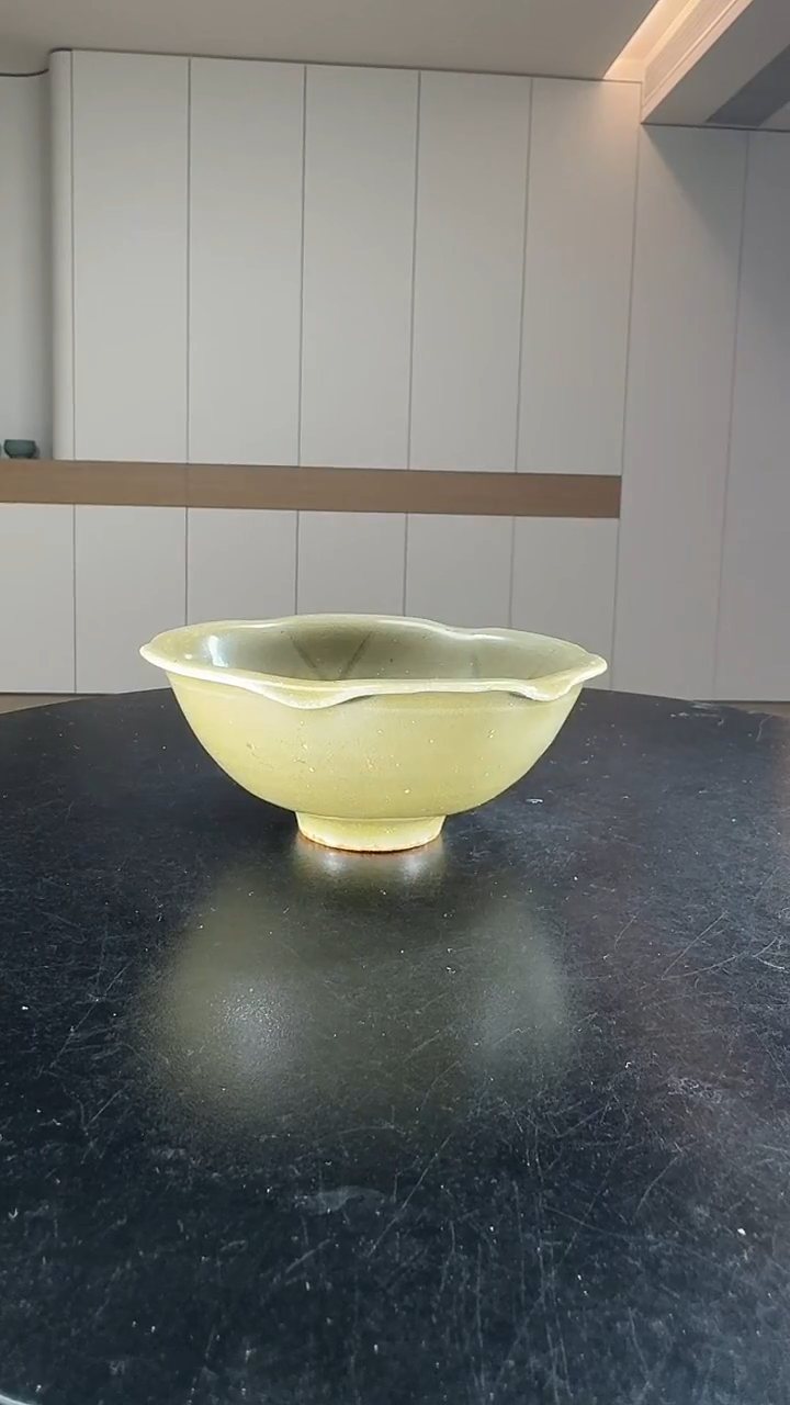 摆件陶老*子龙泉青瓷荷叶龟心碗