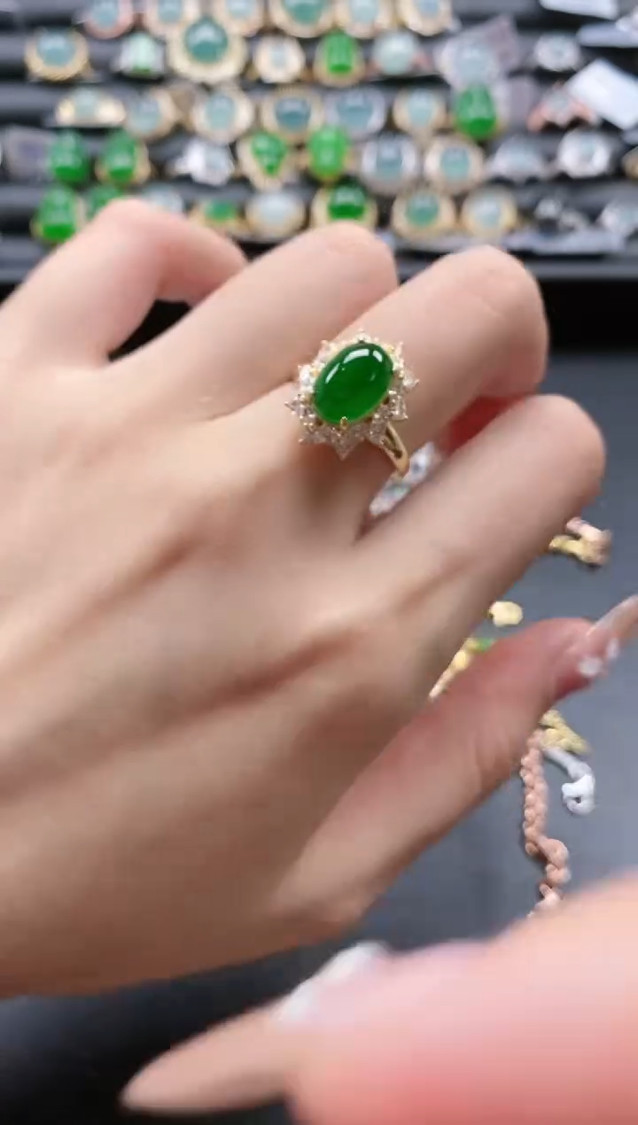 【闪购商品】翡翠戒指银S925镶嵌5151