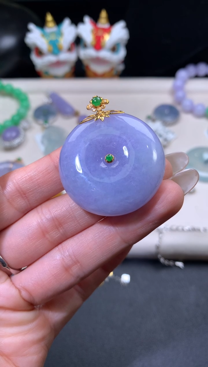 吊坠(不含链)18K金镶嵌翡翠翡翠