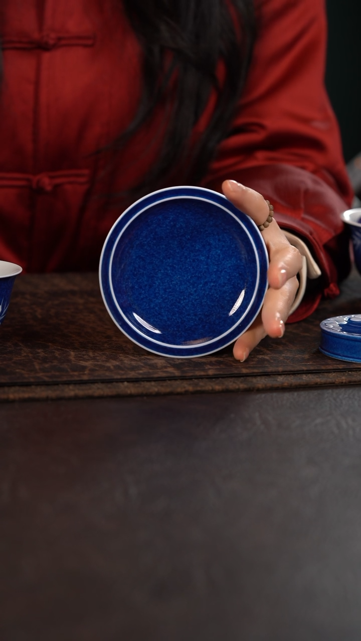 【闪购商品】杯初蓝舍洒蓝圆饼小盖置-